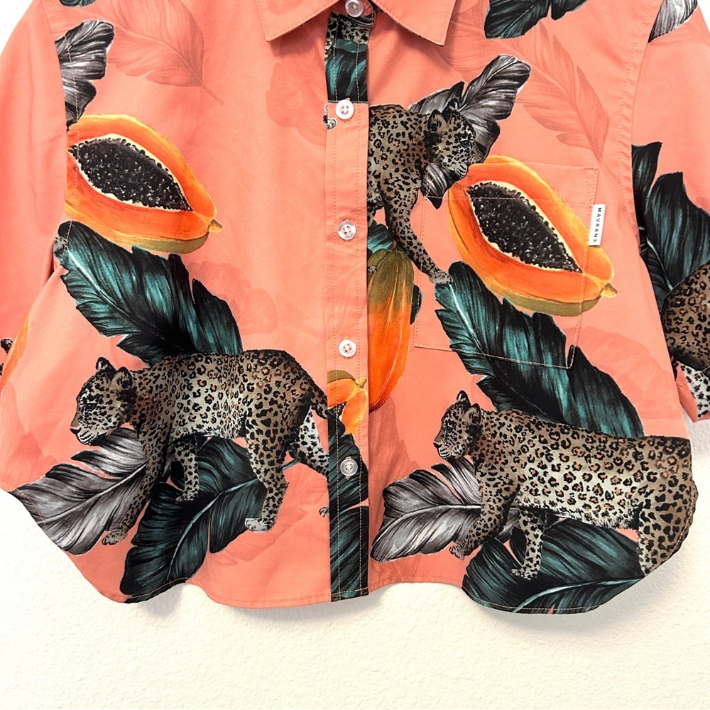 Mavrans Fruta Bomba Cropped Top Shorts Set Vacation Leopard Coral Size Small - Picture 6 of 16